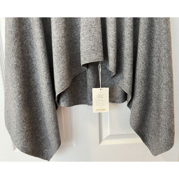 RanRui Gray 90% Cashmere 10% Wool Blend Poncho Cape Women’s OS Asymmetrical Hem - Picture 3 of 7